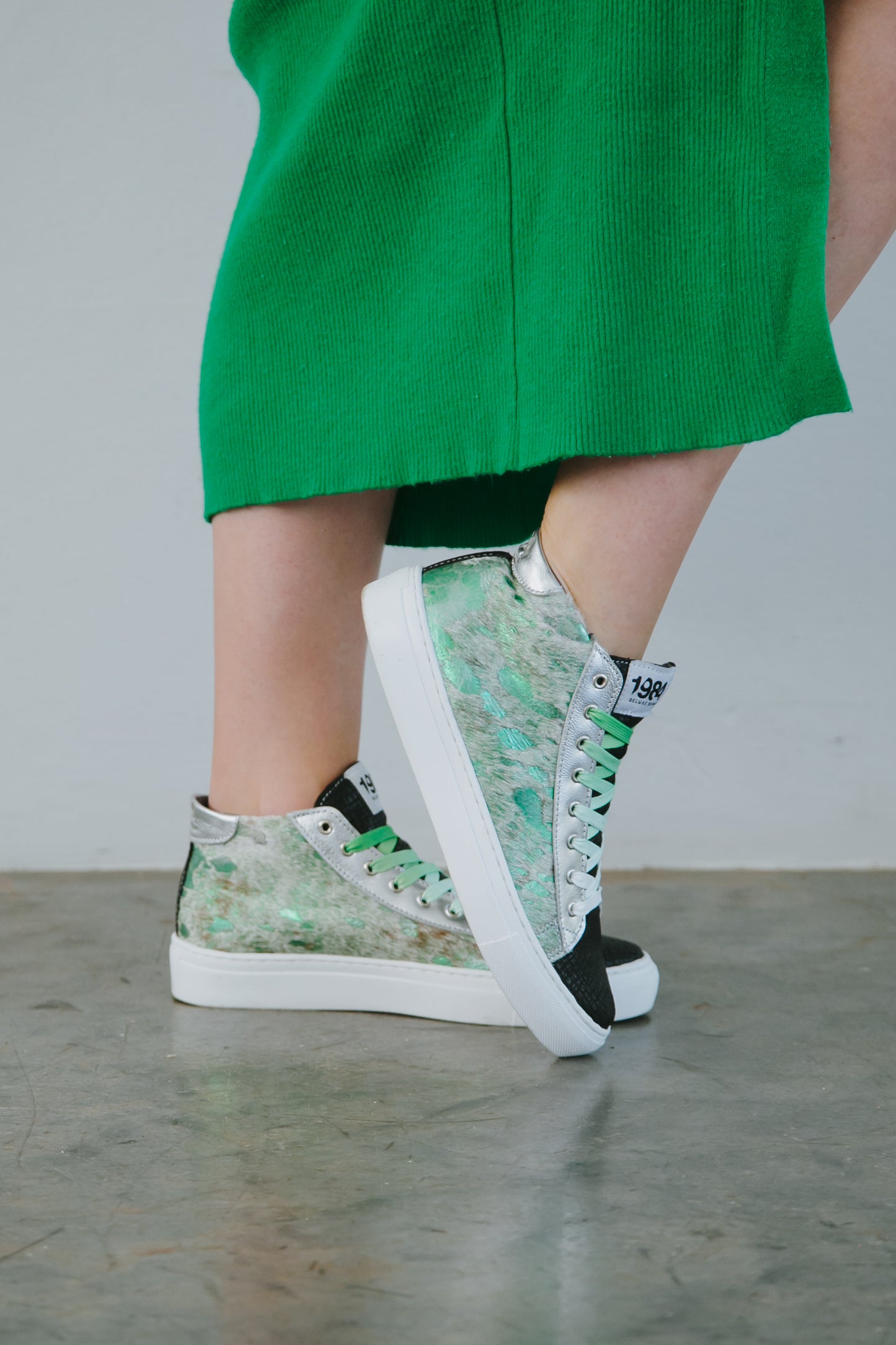 The Limited Edition Green Metallic Mid Top Sneaker