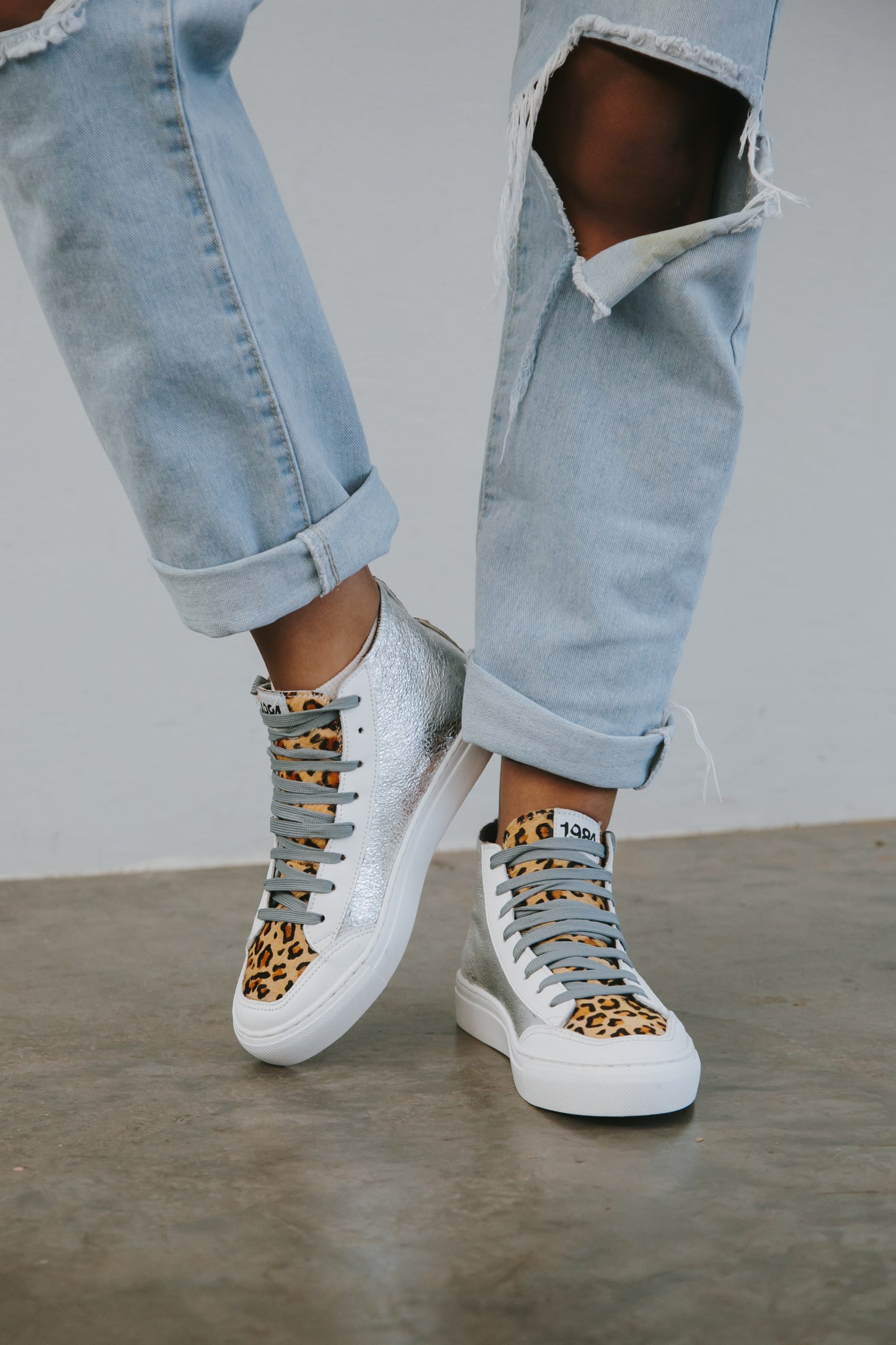 The Metallic Silver & Cheetah Print High Top