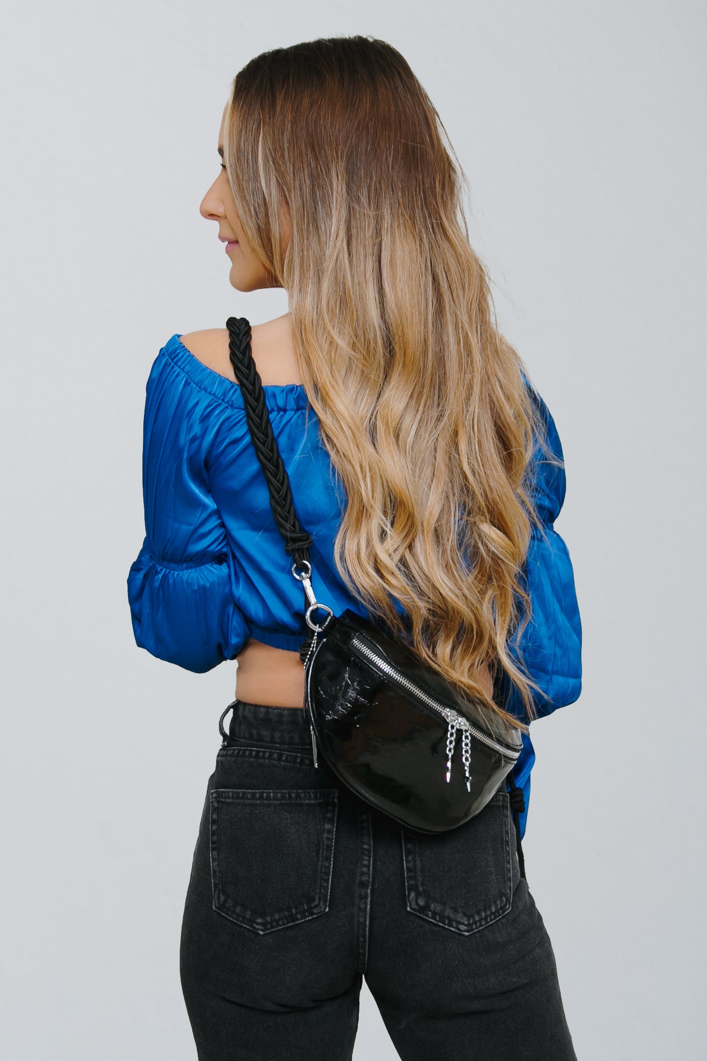 The Black Patent Leather Rope Bag