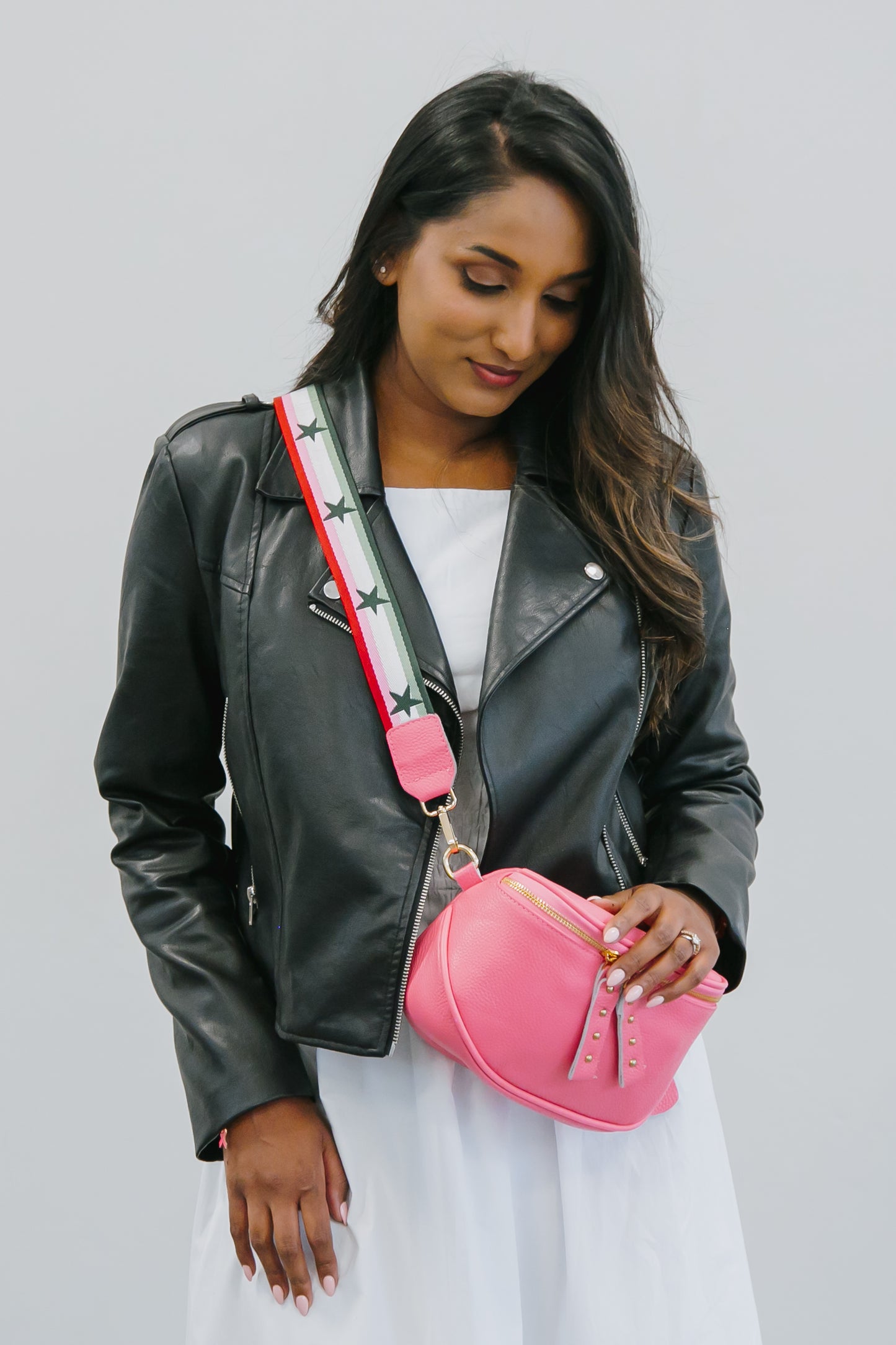 The Pink Leather Bag with Gold Hardware