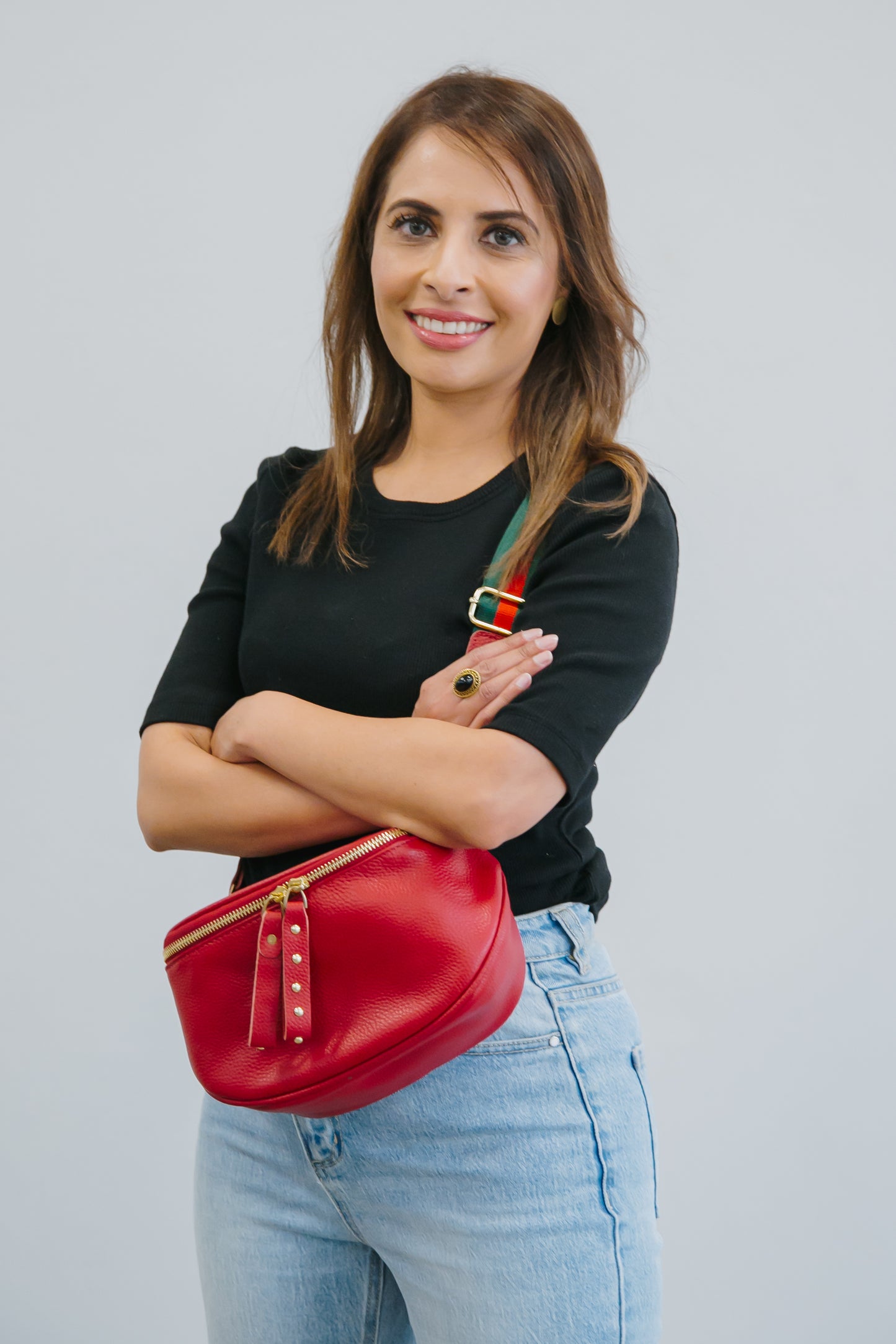 The Red Leather Bag with Gold Hardware