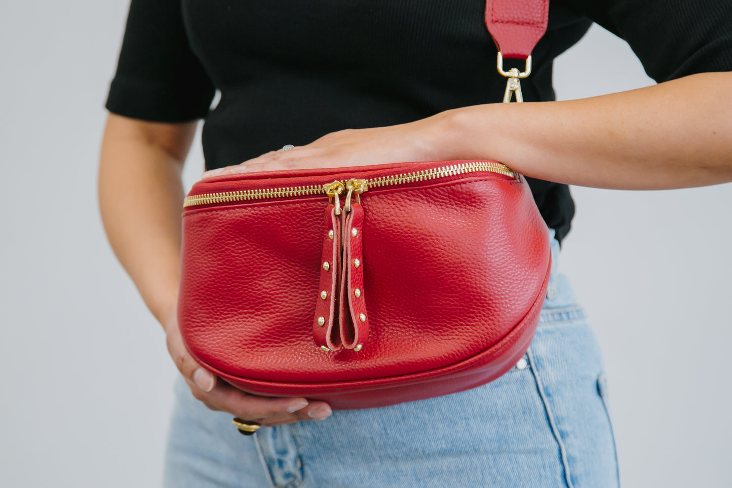 The Red Leather Bag with Gold Hardware