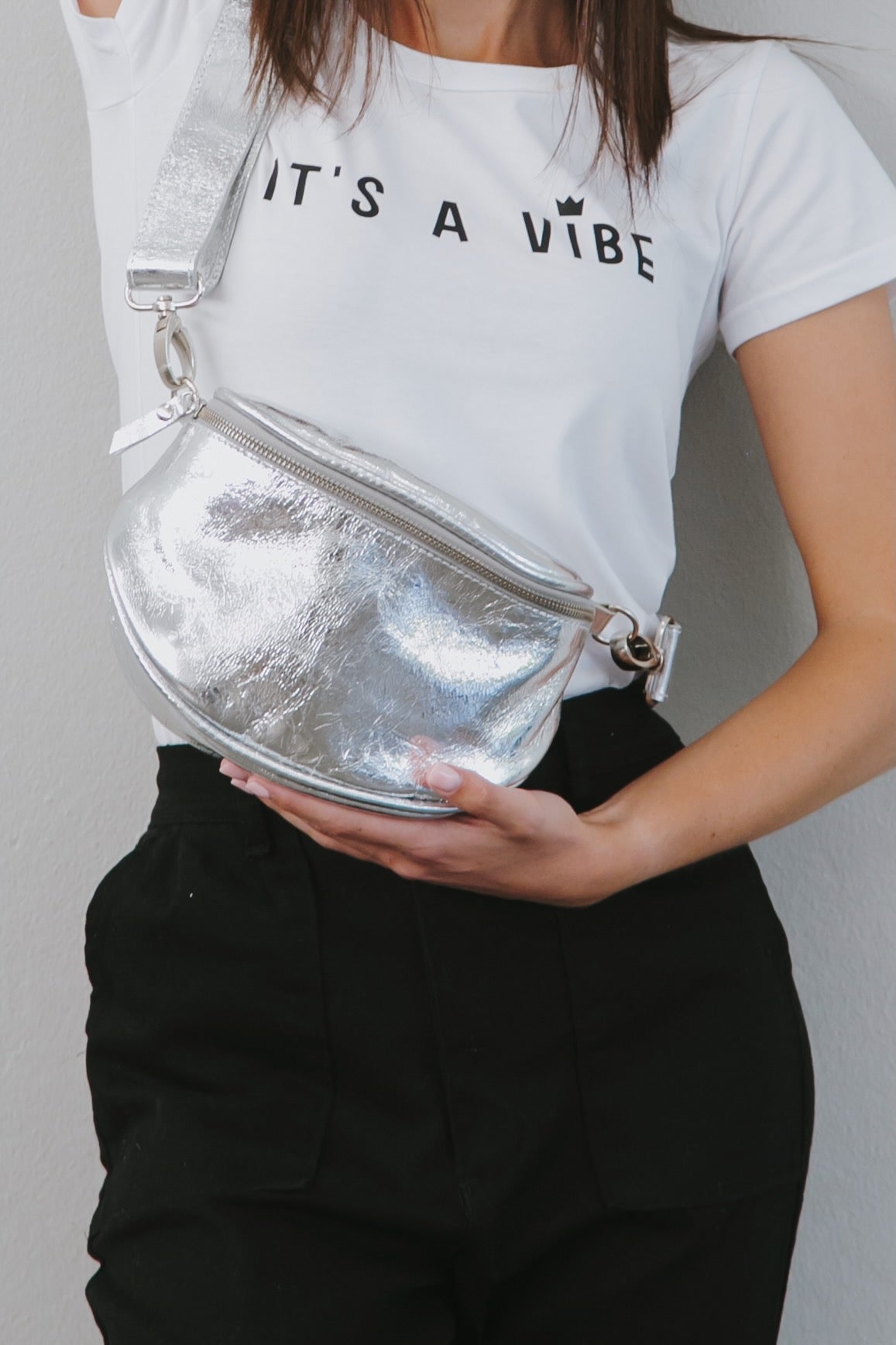 The Metallic Silver Cross Body Bag