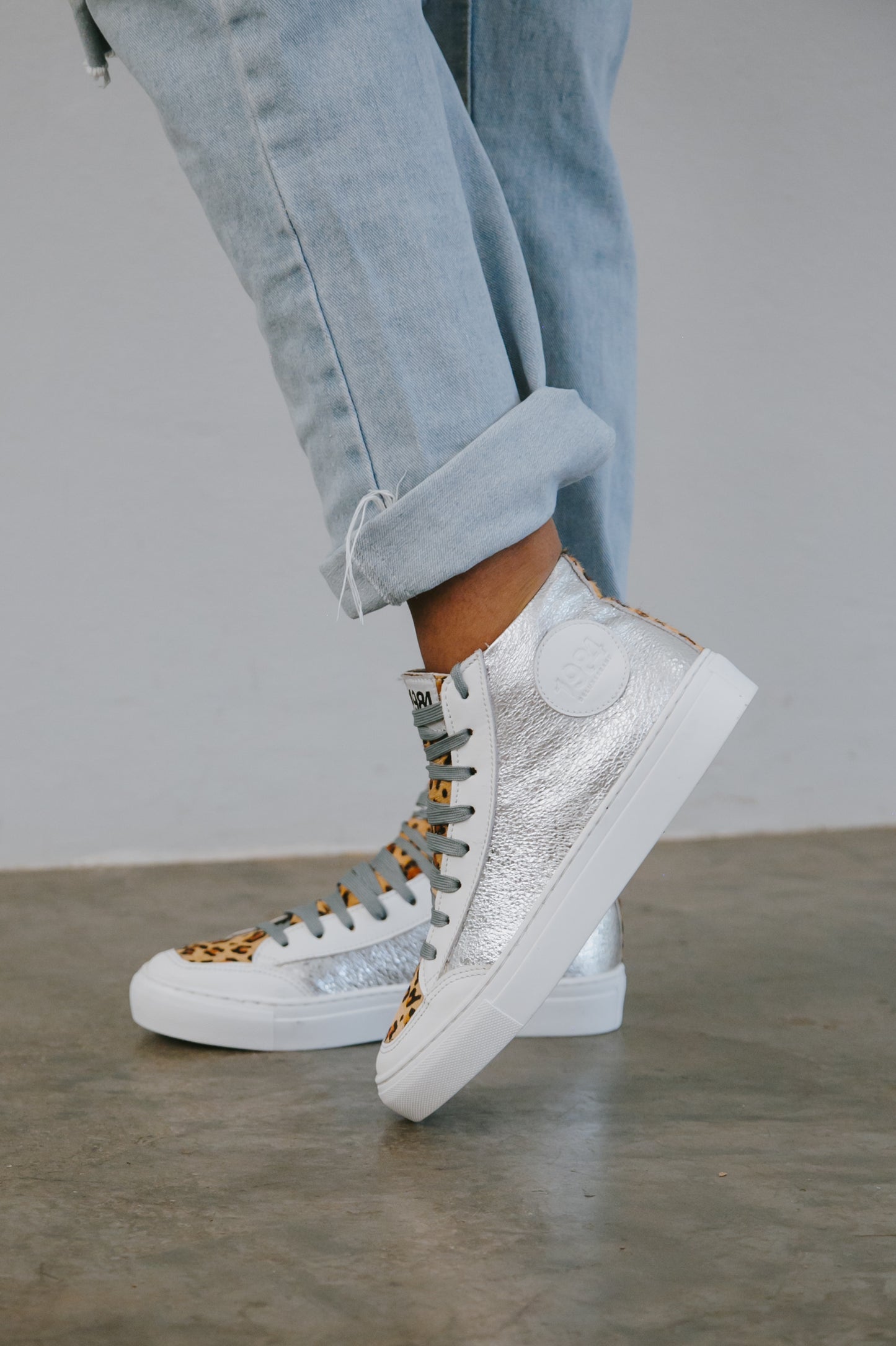 The Metallic Silver & Cheetah Print High Top