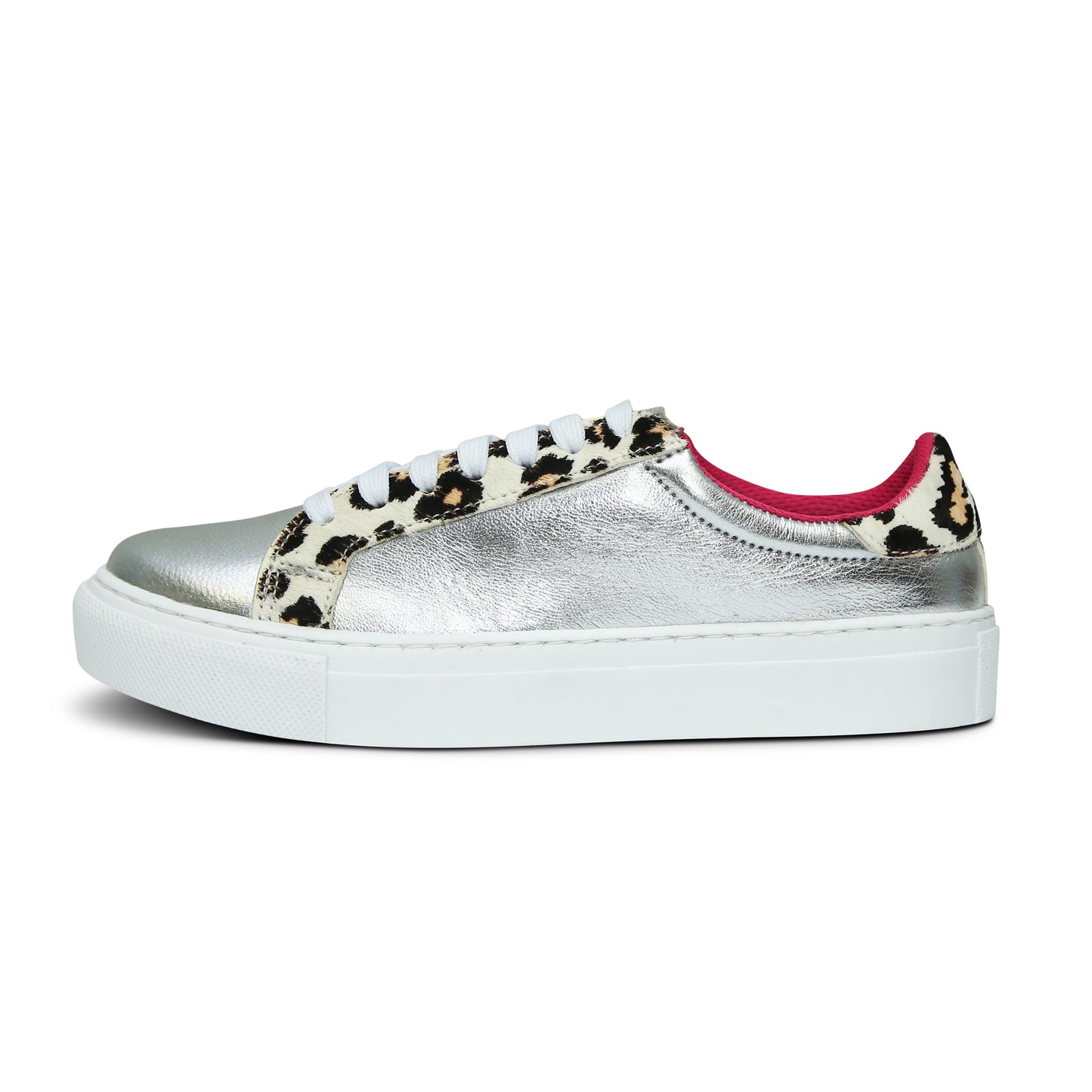 The Metallic Silver & Snow Leopard Low Top Sneaker