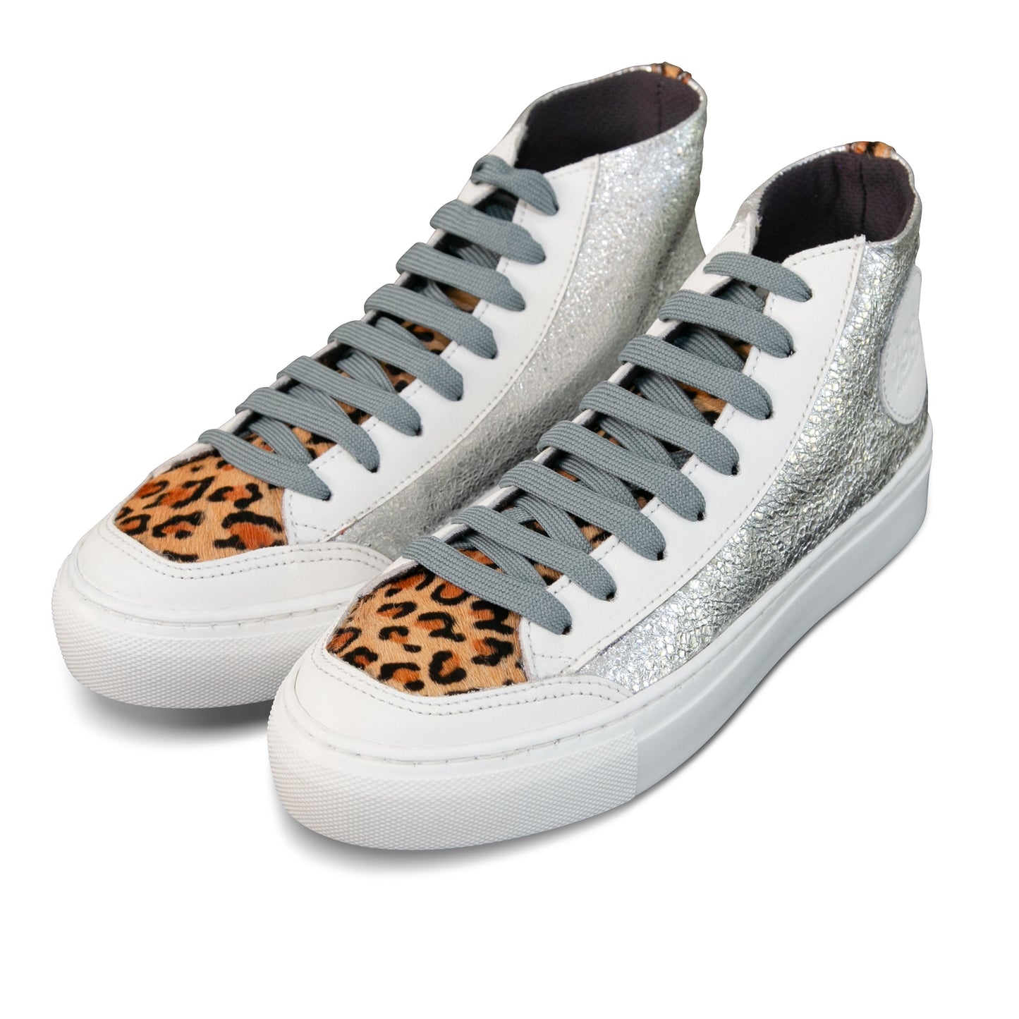 The Metallic Silver & Cheetah Print High Top