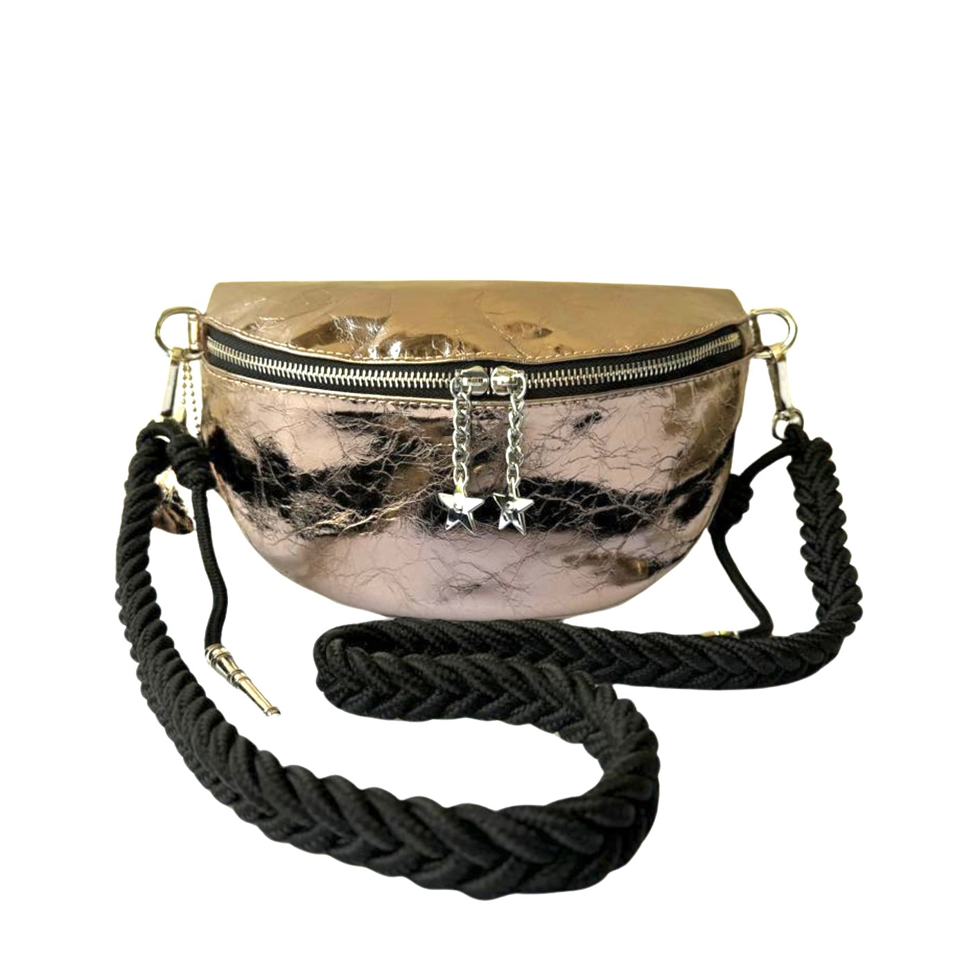 The Gun Metal Leather Rope Bag