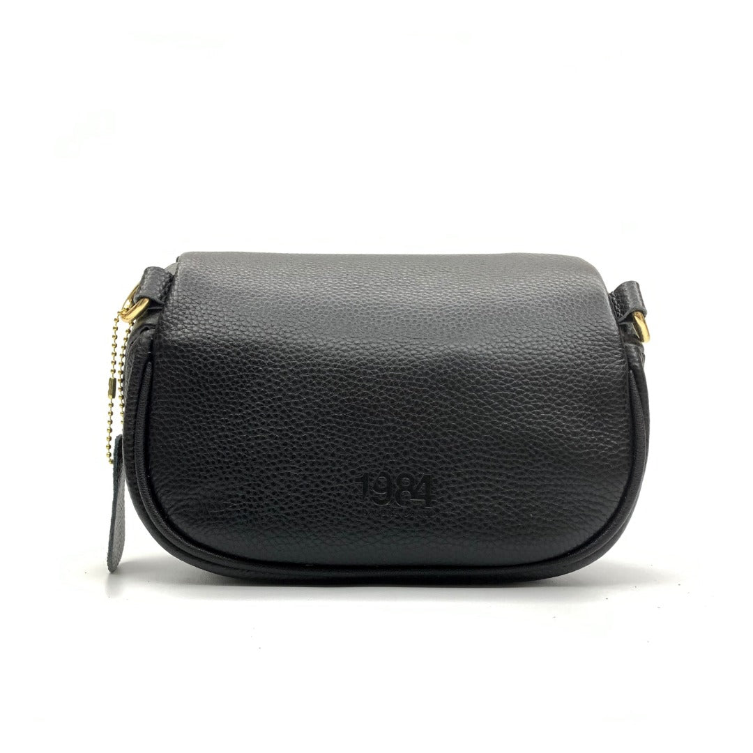 The Black Leather Bag with Gold Hardware