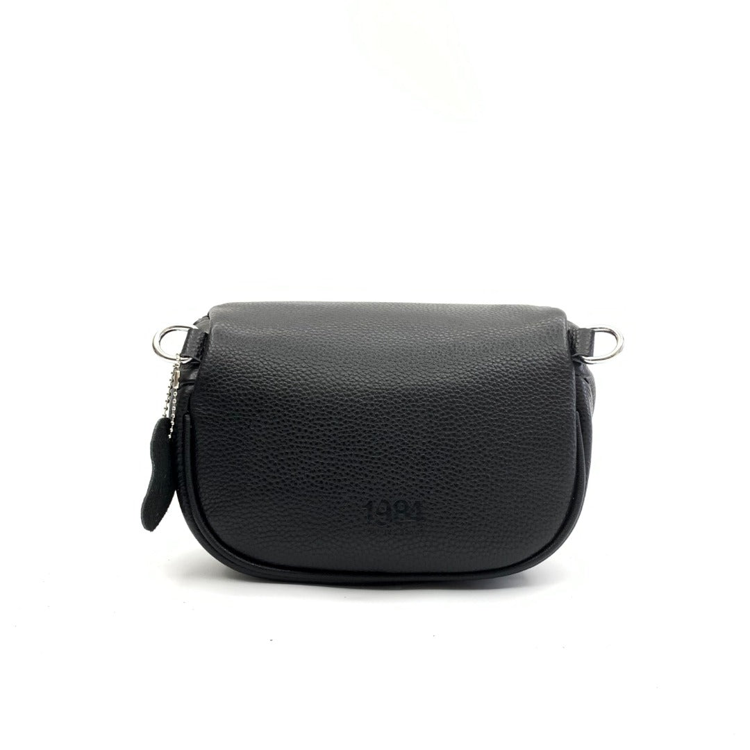 The Black Leather Bag with Silver Hardware