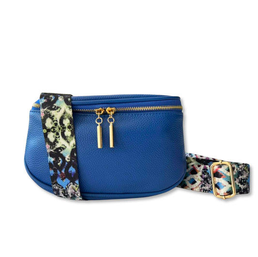 The Cobalt Blue Leather Bag with Gold Hardware